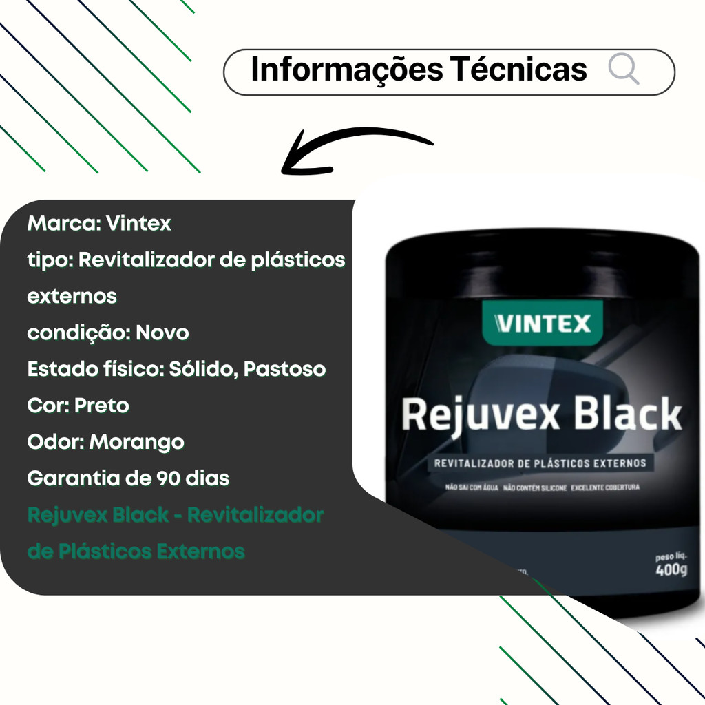 Revitalizador de Plásticos Externo Rejuvex Black 400g Vintex
