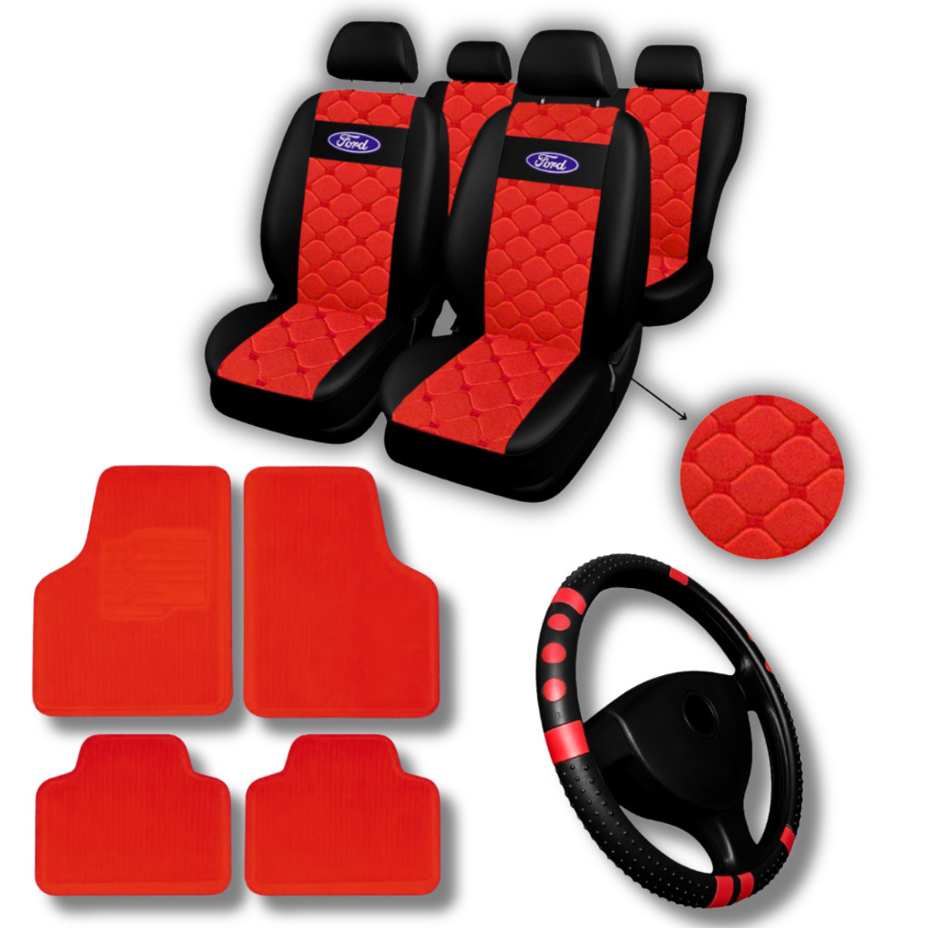 KIT Capa 100% Couro 3d Banco Carro Ford Fiesta EcoSport Focus Del Rey Belina Ford Ka