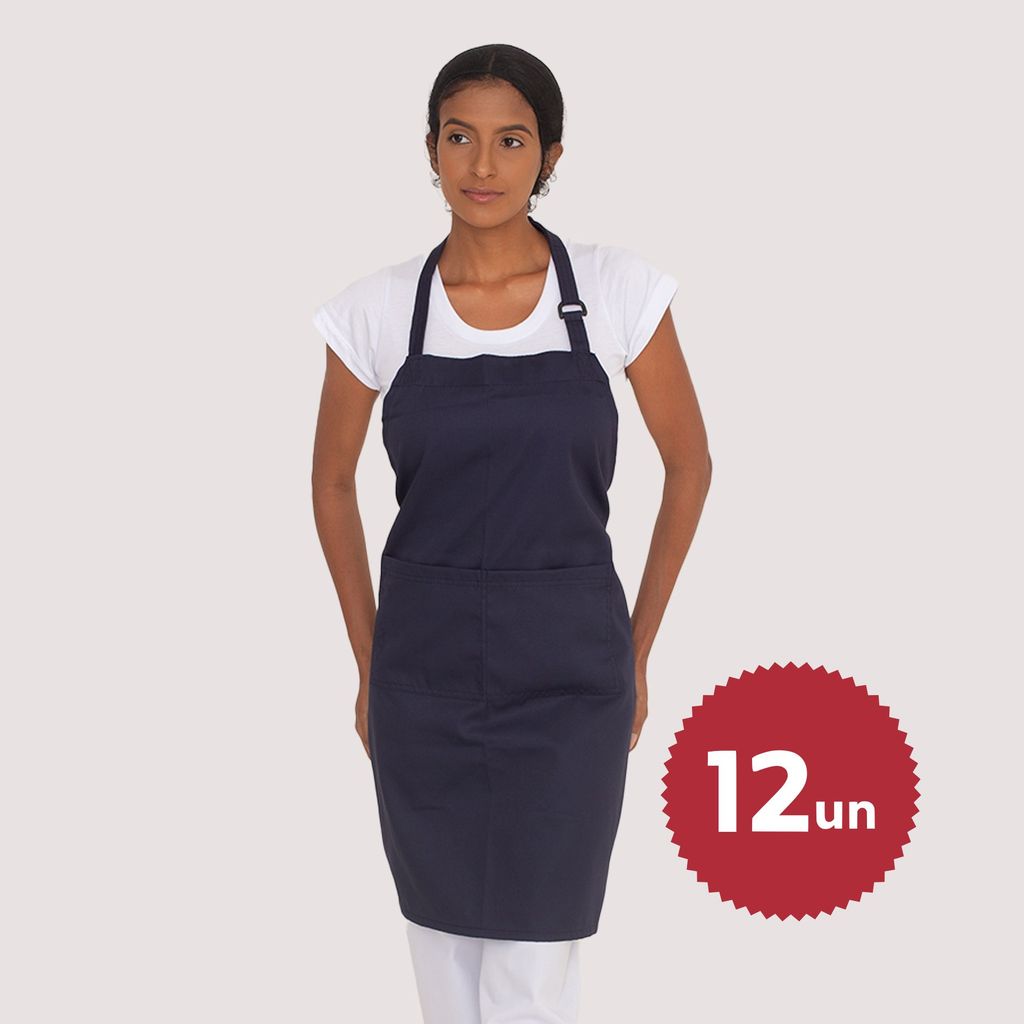 Kit 12 Aventais Azul Marinho Cozinha Chef Manicure Cafeteria Padaria Confeitaria Balcão Equipe Buffet