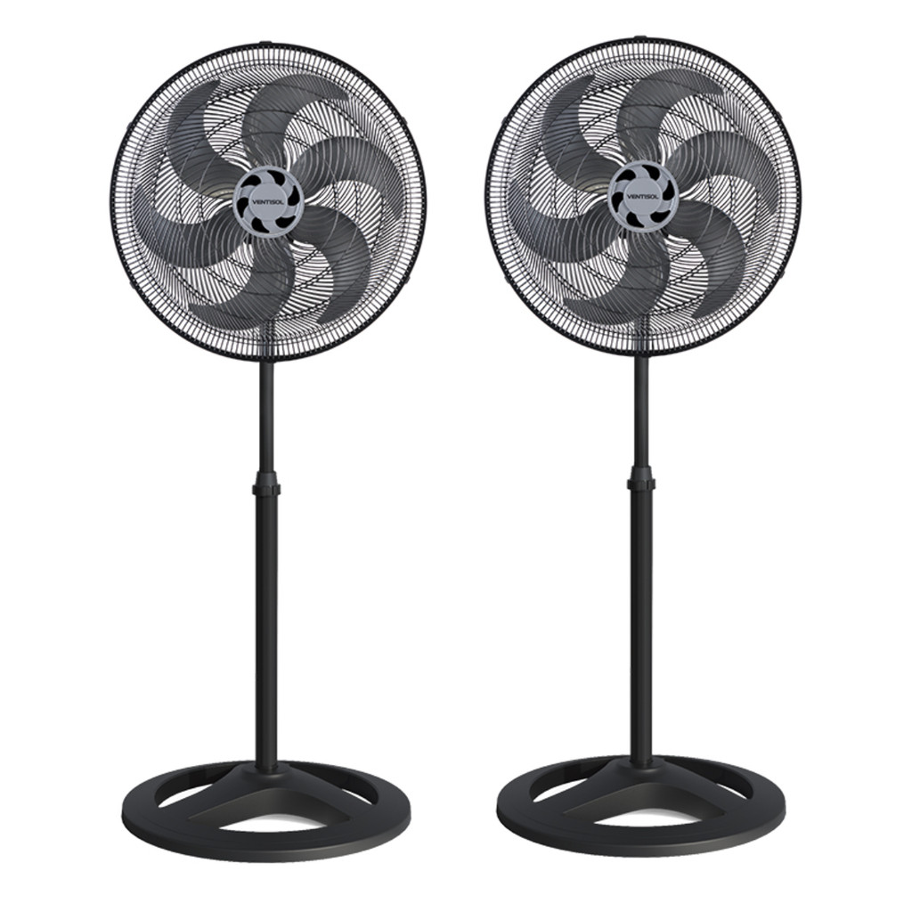 Kit 2 Ventilador Coluna Preto Grande 60cm 127v 140w Ventisol