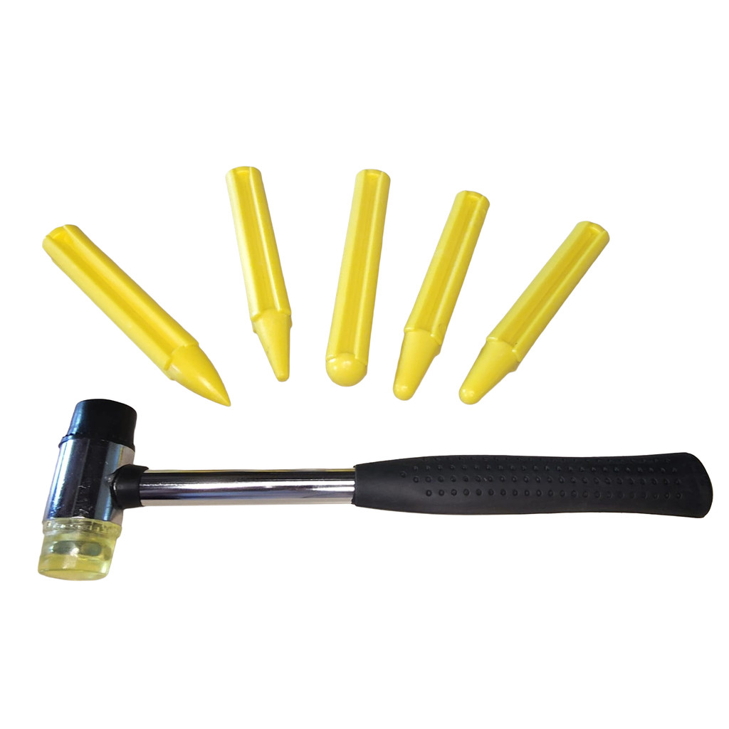 Kit 5 Caneta Niveladora e 1 Martelo de precisão cabeça de  Borracha p funilaria martelinho de ouro