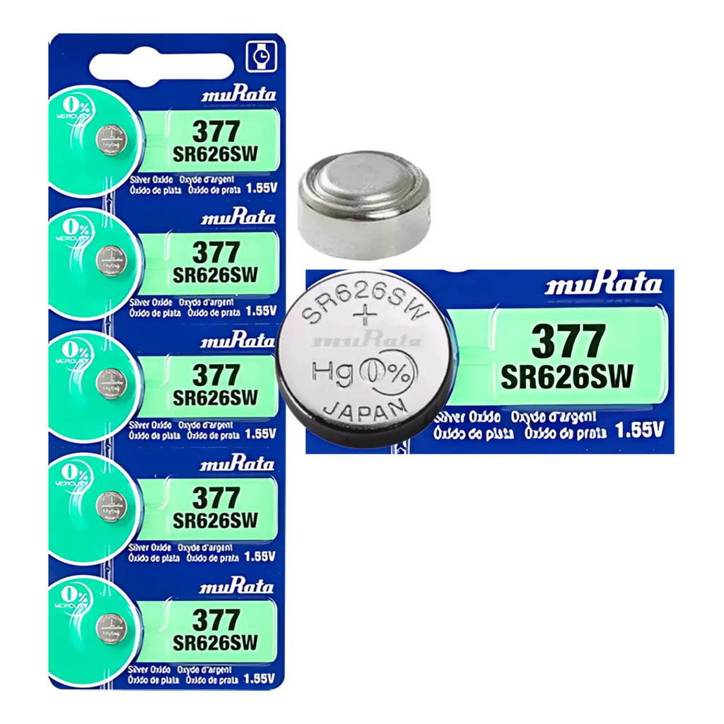 Kit 5 Bateria 377 Para Relógio De Pulso Original/murata em Oferta na Shopee