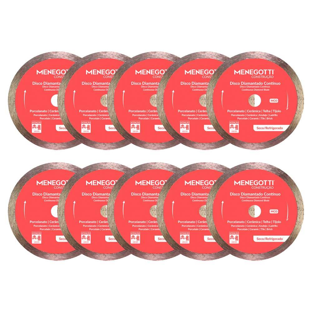 Kit 10 Disco Diamantado Continuo 4.3/8 Pol (110mm) MCO Menegotti