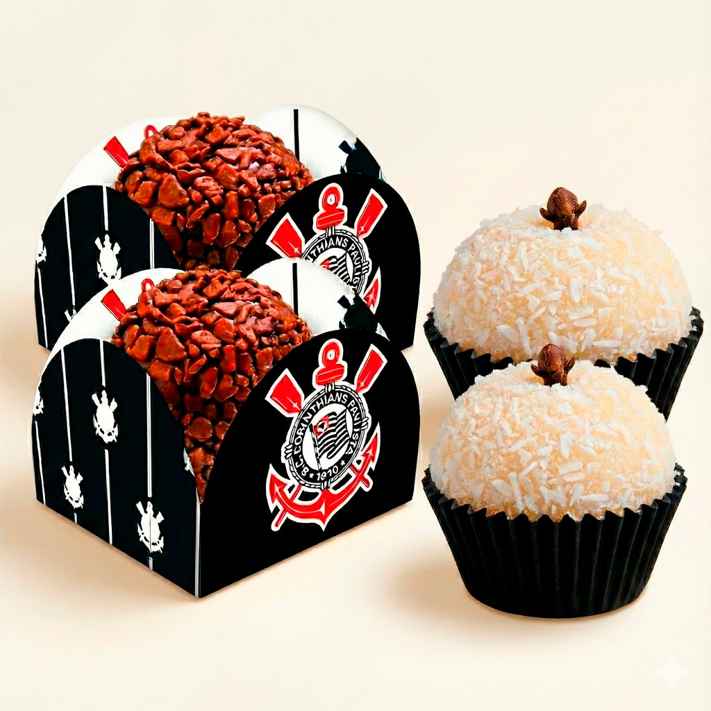 Kit forminhas 140 uni para doces Decoração Corinthians festa em Oferta na Shopee