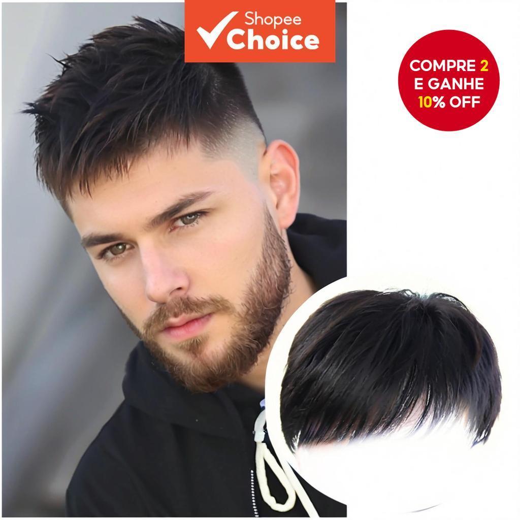 Topper De Cabelo Masculino – Peruca Ultrafina Respirável Para Desbaste E Cobertura Cinza