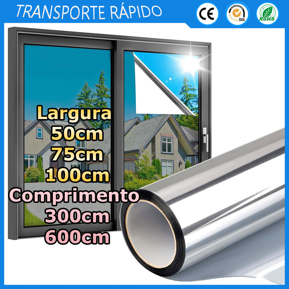 Película de privacidade unidirecional para janelas resistente ao sol e aos raios UV película refletora diurna 50-100cm
