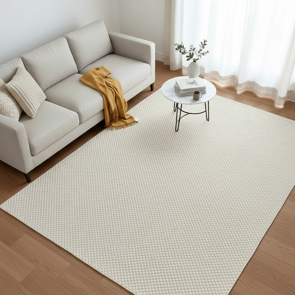 Tapete Artesanal 100% Algodão Para Sala Grande Bege Decoração Clean 2 M Bege 2.5 M Palha