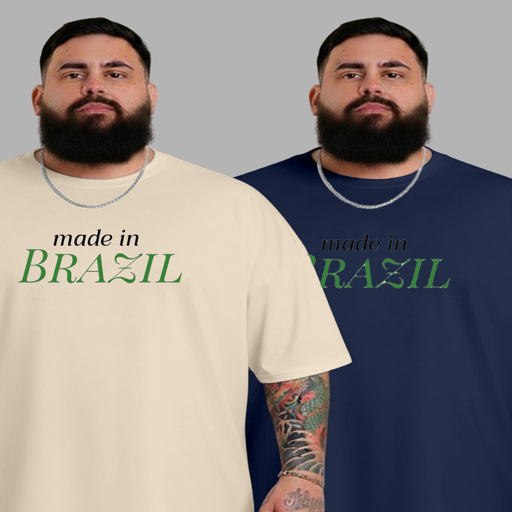 Kit 2 Camiseta Plus Size Masculina P ao G5 Camisa Brasil Basica Algodão Envio Imediato em Oferta na Shopee