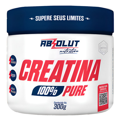 Creatina Monohidratada 300g Absolut Nutrition 100% Pura Vegan Força e Massa Muscular em Oferta na Shopee