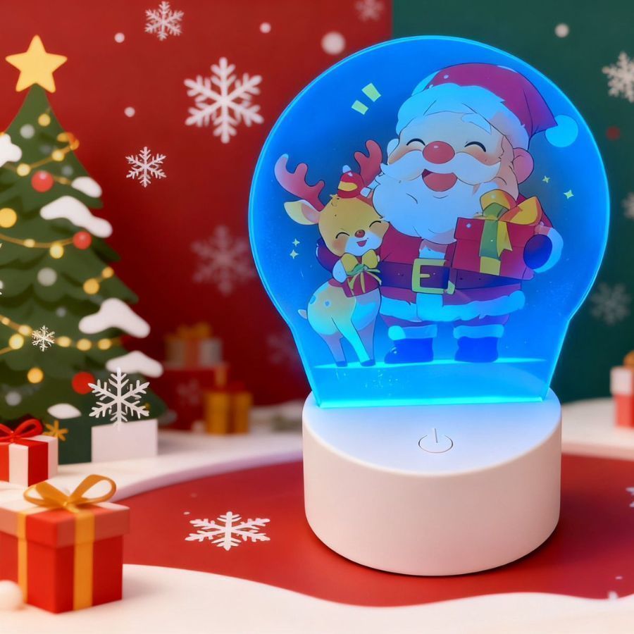Luminária Natal Papai Noel 12x16Cm Com USB E Base Com RGB Visual Colorida Gradiente Touch Dímera — imagem 2 de 2
