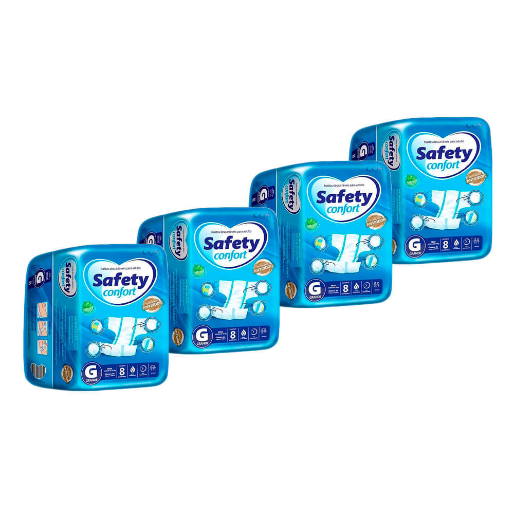 Kit 4 Fralda Geriátrica Safety Confort Tamanho G 8 Unidades em Oferta na Shopee