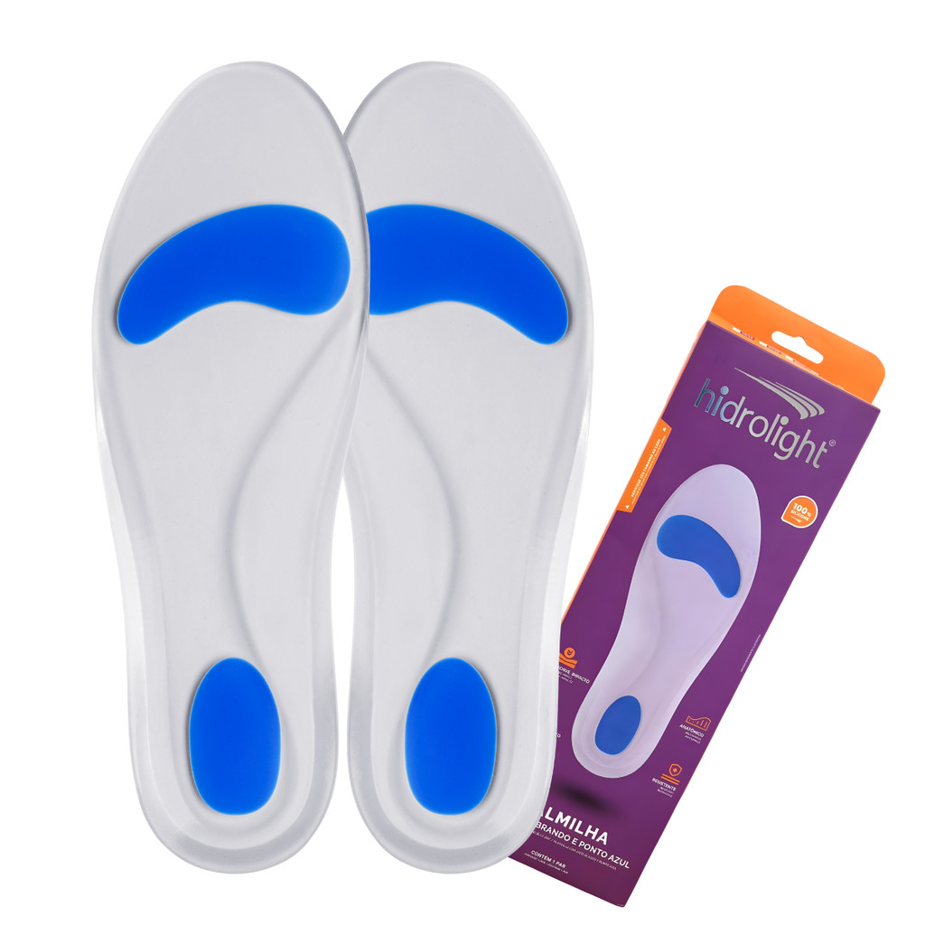 Palmilha Ortopédica De Silicone Hidrolight Super Confortável Arco Brando Sem dor Esporão Fascite