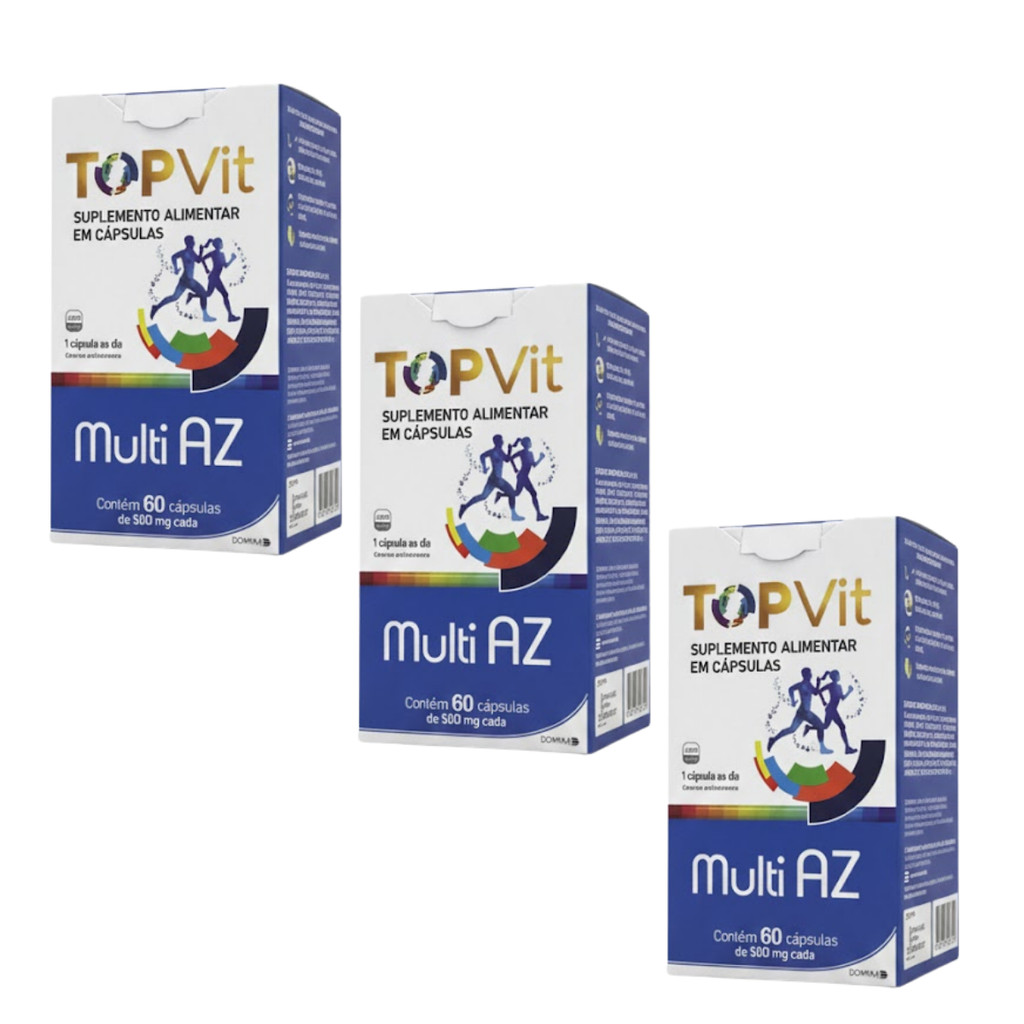 KIT 3X Multivitamínico A-Z Topvit Polivitamínico Suplemento Vitaminas Minerais Completo 180 Cápsulas