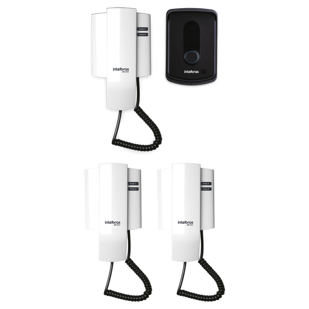 Kit Porteiro Eletrônico com 3 Interfones IPR 8010 + IPR 8000 IN - Intelbras