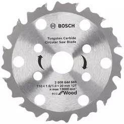 Disco de Serra Circular Coolteq 110 x 20 MM 12 Dentes BOSCH