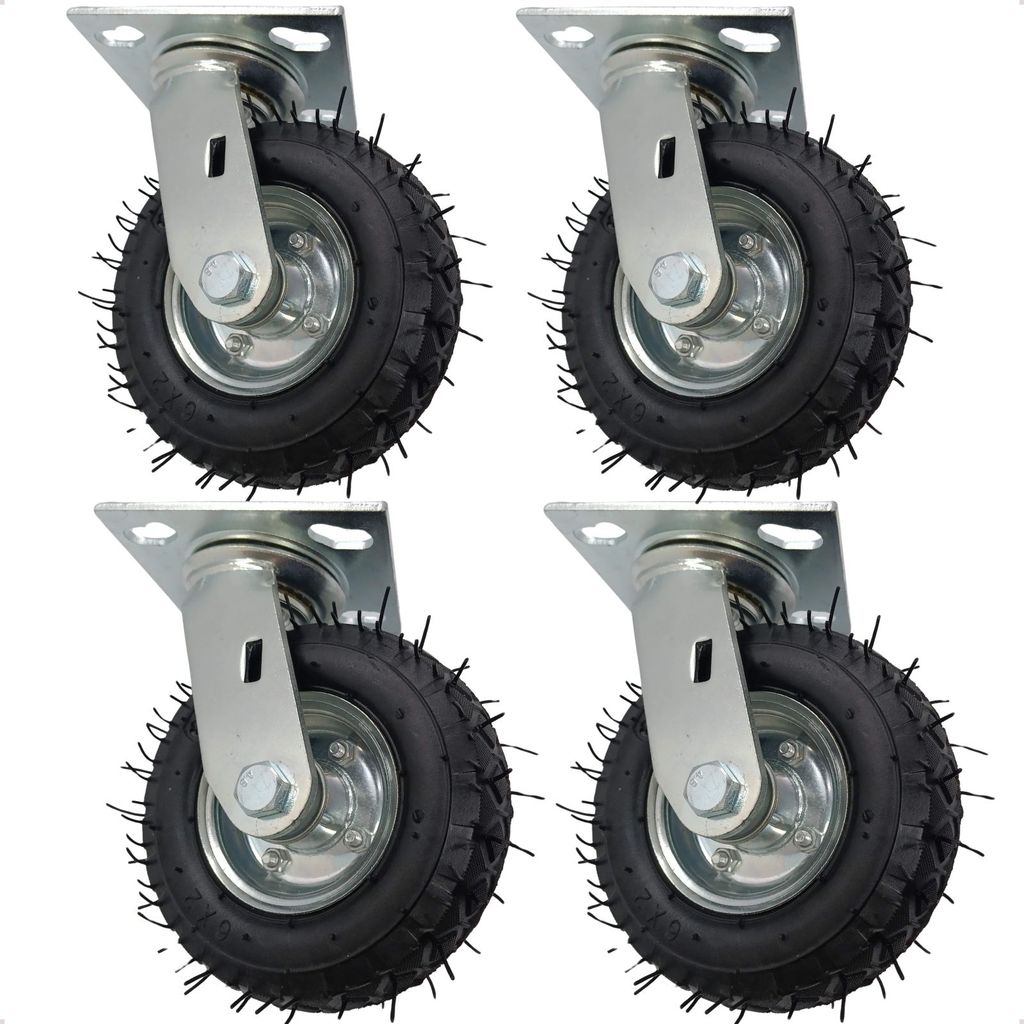 Kit 04 Rodizio Pneumático Giratório 6x2 Cargo Speed 150 Kg cada unidade (600kg total)