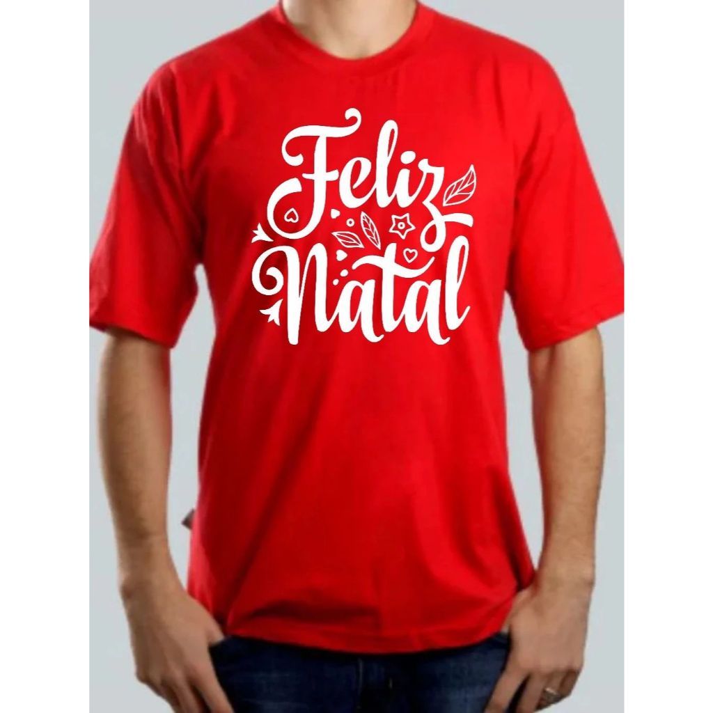 Camisa Feliz Natal Merry Christmas Papai Noel Unissex Camiseta Fio 30.1 100%Algodão Faby shop moda