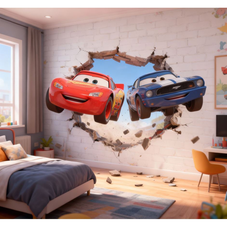 Papel de Parede Carros Mustang Macqueen Disney + Nome personalizado