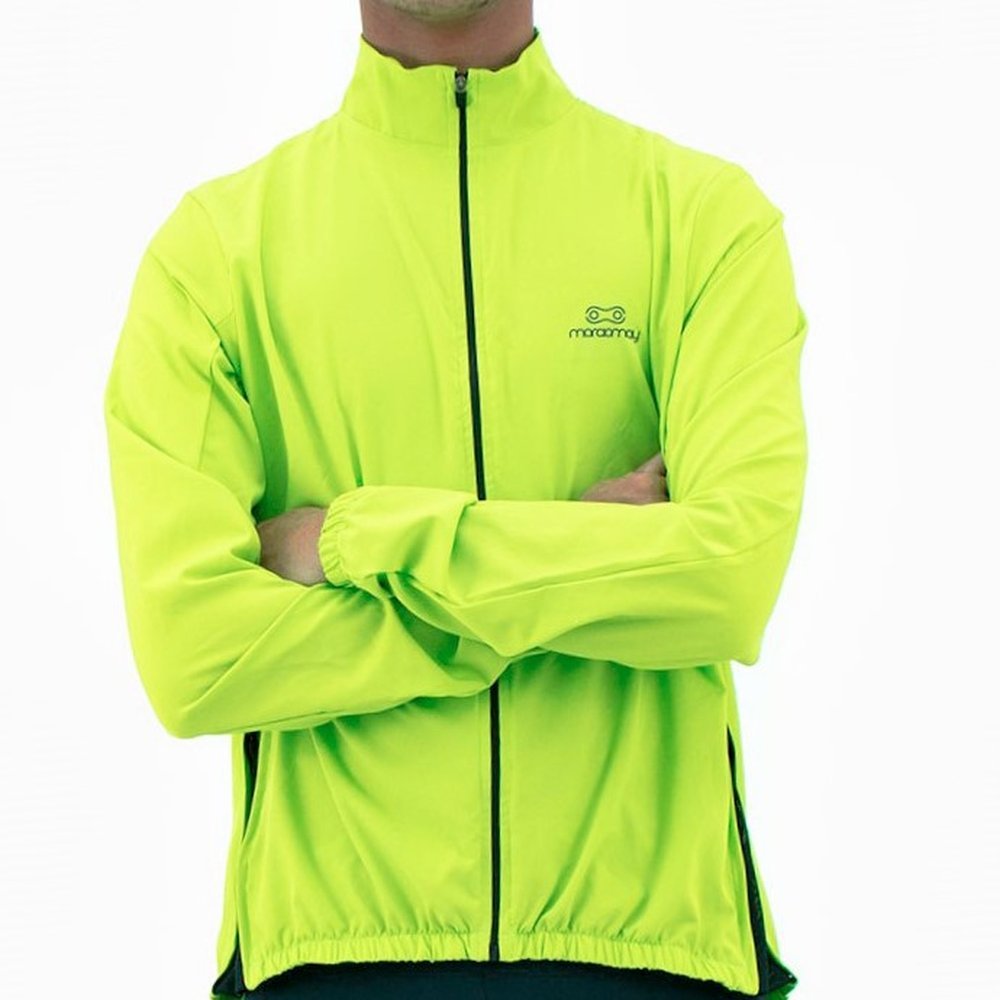 Jaqueta Corta Vento de Ciclismo Masculina Márcio May Race Amarelo Neon