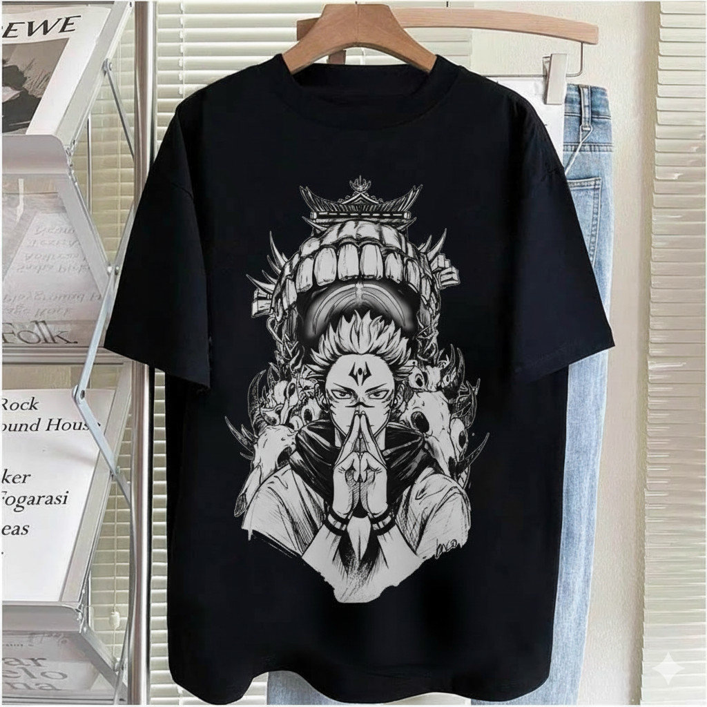 Camiseta Unissex Jujutsu Kaisen Sukuna Ilustração Dark Estilo Urbano Moderna Estilosa Poderosa Moda Casual em Oferta na Shopee