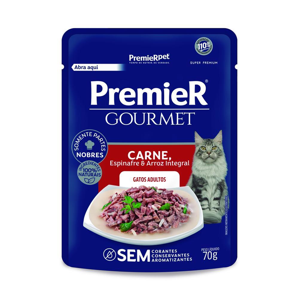 Sachê PremieR Gourmet Carne,Espinafre,Arroz  Gatos Adultos 70g