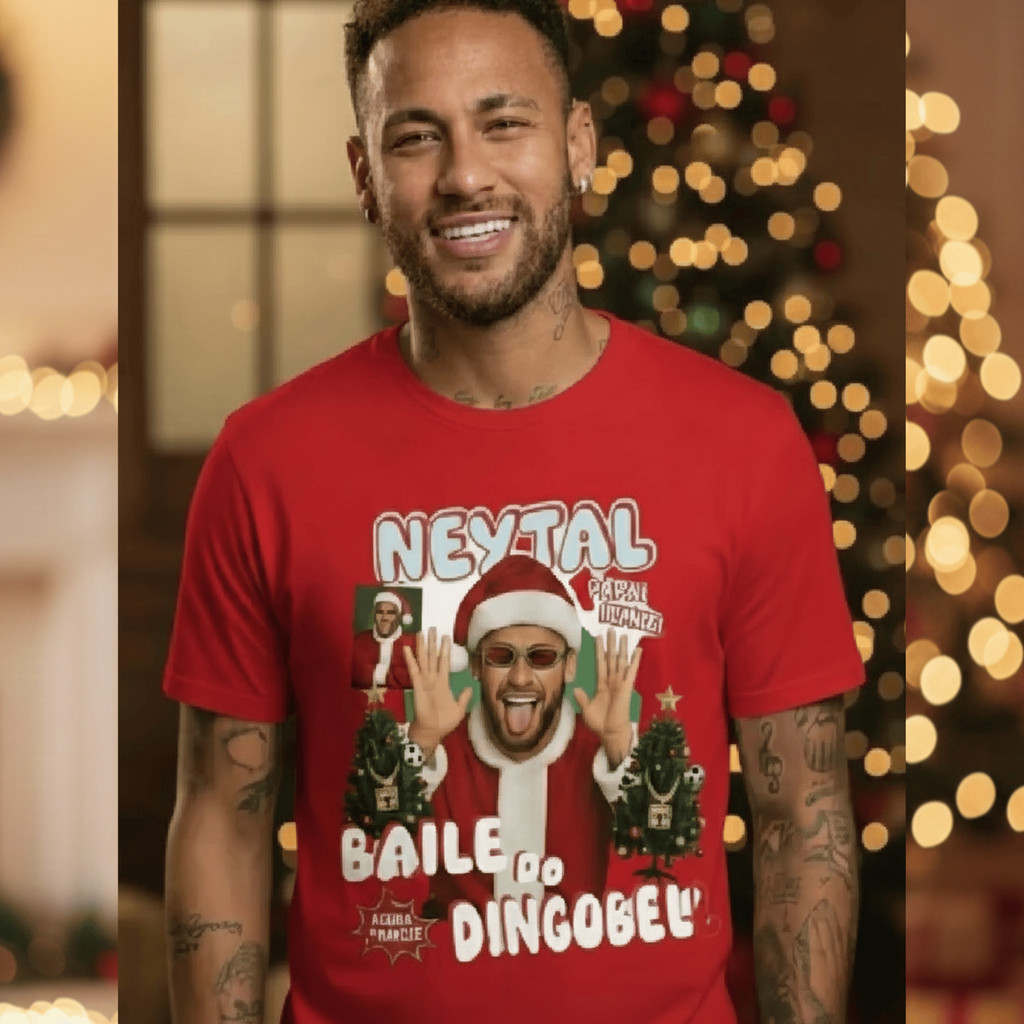 Camiseta Neymar Papai Ney Noel Camisa Futebol Natalino Feliz Natal Blusa Algodão Premium