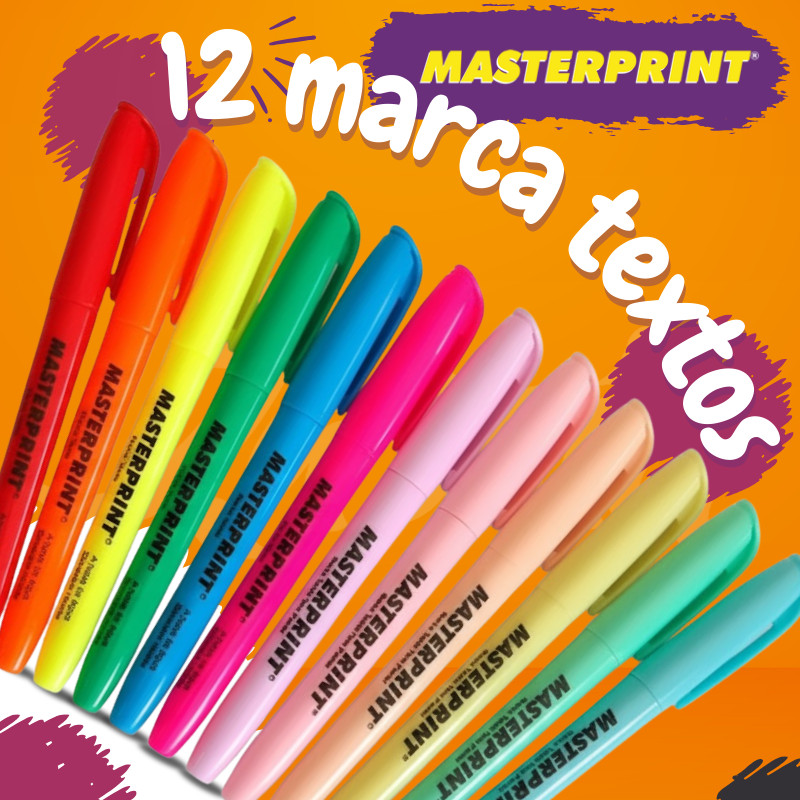 Kit 12 Cores Marca Texto Masterprint 6 Tom neon + 6 Tom Pastel em Oferta na Shopee