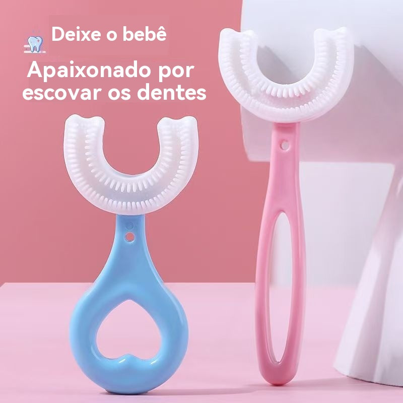 Escova de Dentes em Forma de U para Crianças de 2 a 12 Anos - Cerdas de Silicone Macias em Oferta na Shopee
