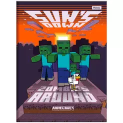 Caderno Brochurão Grande 20x27,5cm 48 Folhas Minecraft Zumbis Foroni