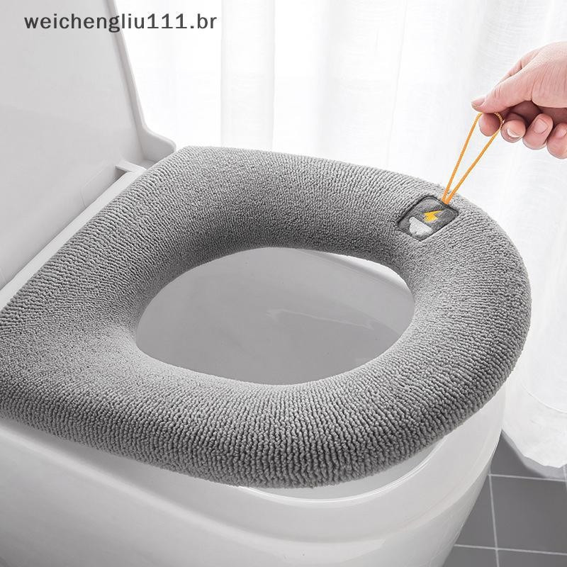 #Weicheng Capa de assento de vaso sanitário macio acrílico lavável tapete decoração de casa capa de assento de vaso sani