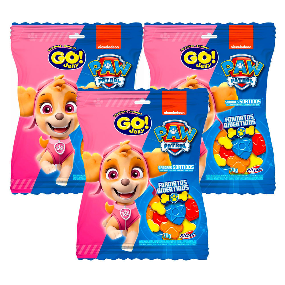 Kit 3 Balas de Gelatina Go! Jelly Patrulha Canina Sortidas 70g em Oferta na Shopee