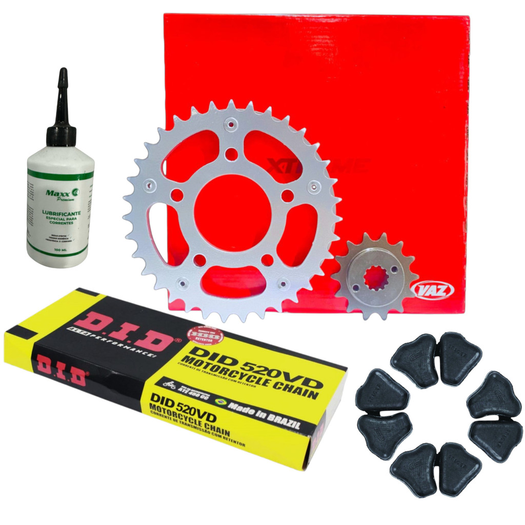 Kit Relação Cb300 ...15 Vaz + Did C/ Retentor + Coxim + Óleo