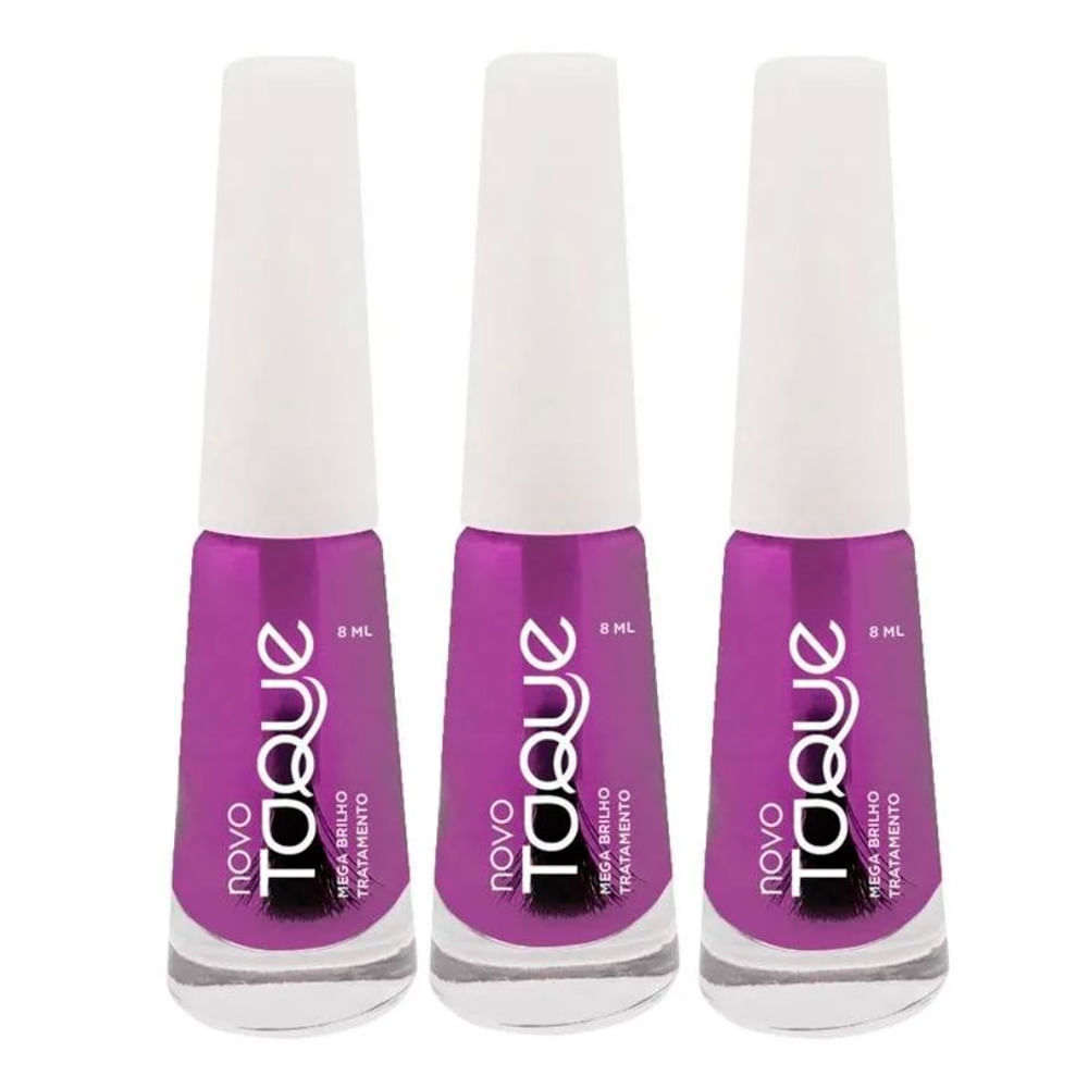 Kit 3 Esmalte Novo Toque Tratamento Mega Brilho 8ml