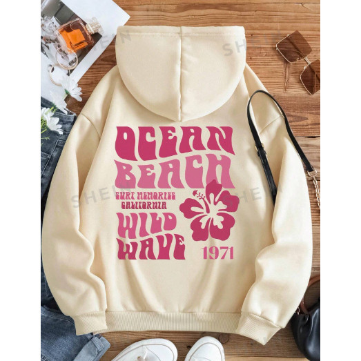 Blusa de Moletom Canguru Oceano Praia Flores Floral Feminino Unissex Envio Imediato