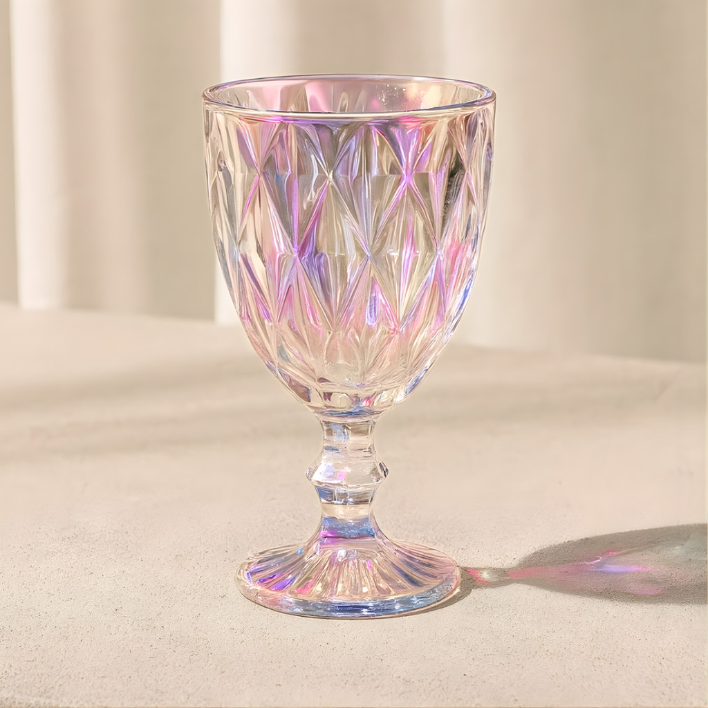 Taça de Vidro Furta-cor 320ml Diamond - Jogo 6 Peças Taça de Vidro Transparente