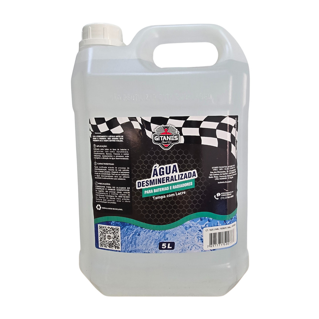 Água Desmineralizada para Radiador e Bateria Gitanes 5 Litros em Oferta na Shopee