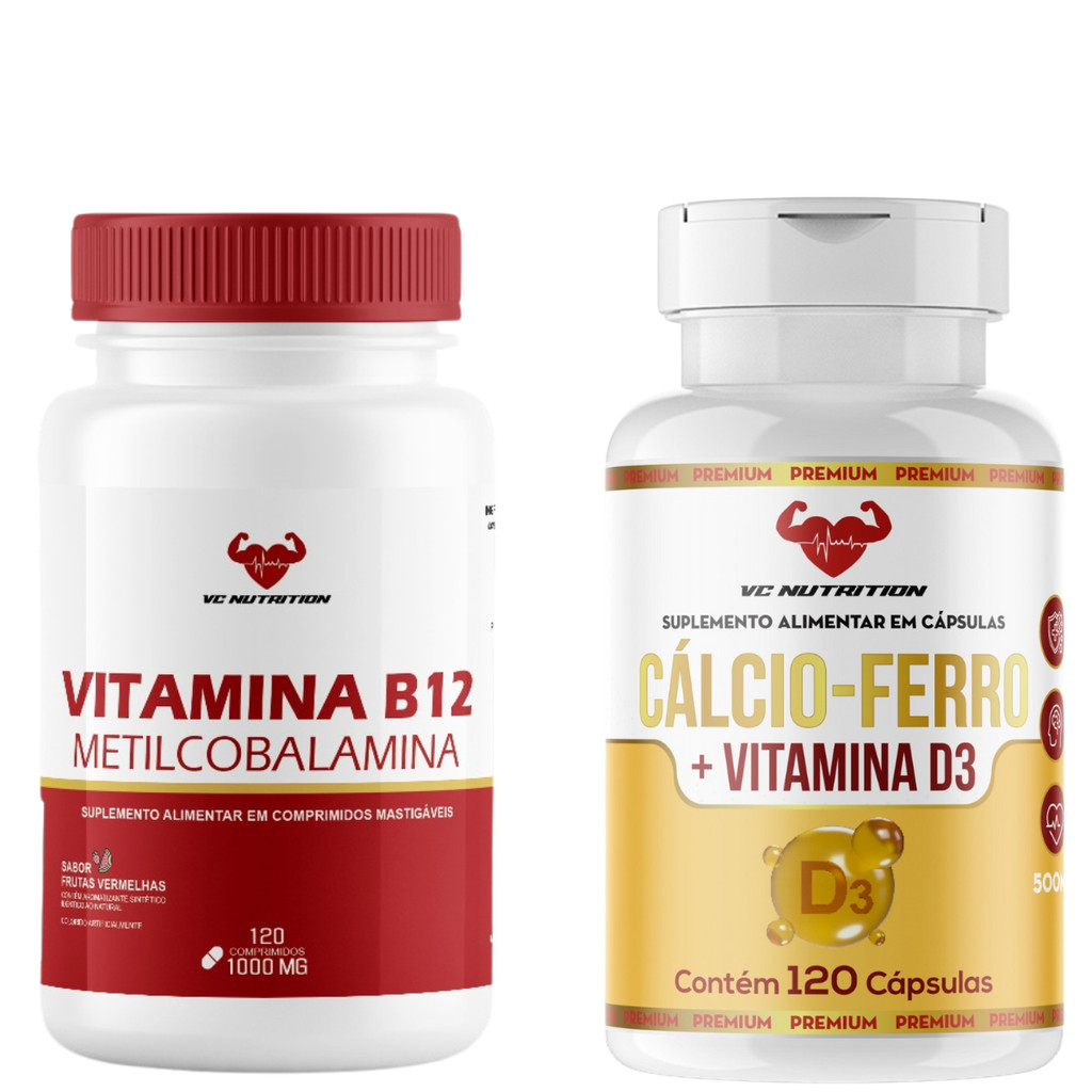 Vitamina B12 Metilcobalamina + Cálcio Ferro D3 Energia e Imunidade