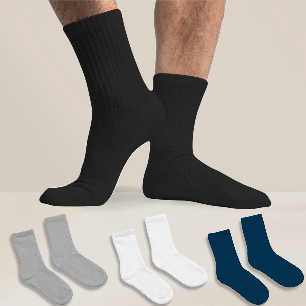 Kit 6 Pares Meia Cano Médio Alta Masculina Fitness Academia