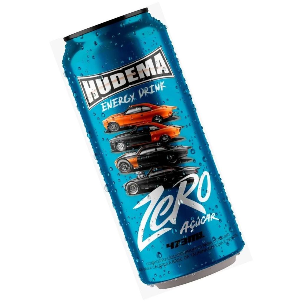 Energético Hudema Energy Drink 473 ml Edição Limitada Opala Carbon Lata Azul 4 Opalas Zero Açúcar