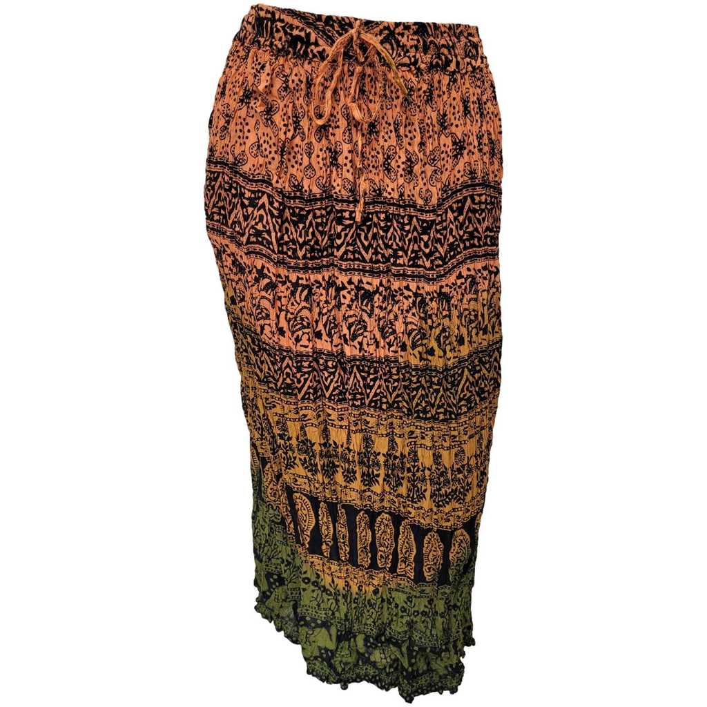 Saia Indiana Longa Tradicional Crepe Estampada Degradê