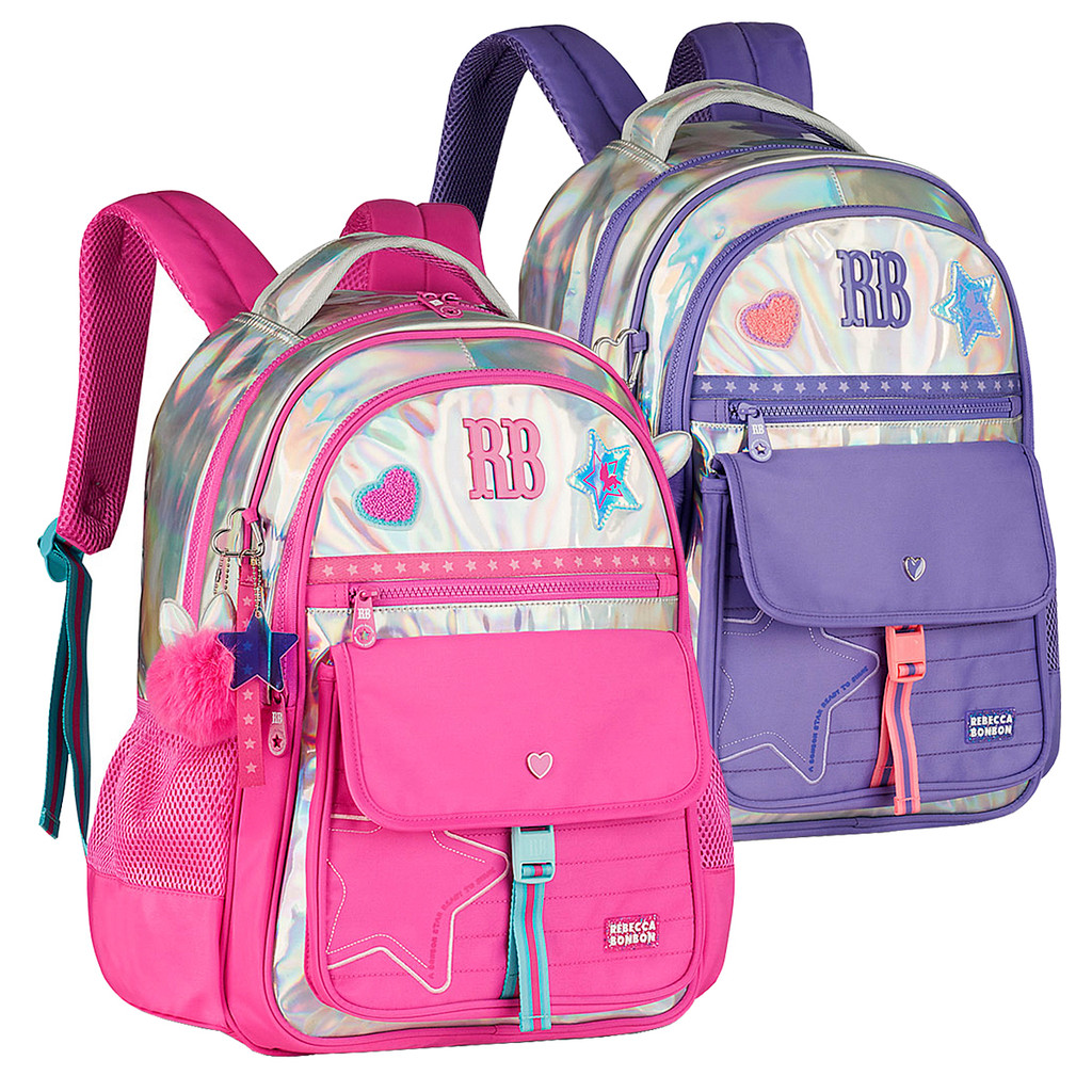 Mochila De Costas Rebecca Bonbon Holografica Juvenil em Oferta na Shopee