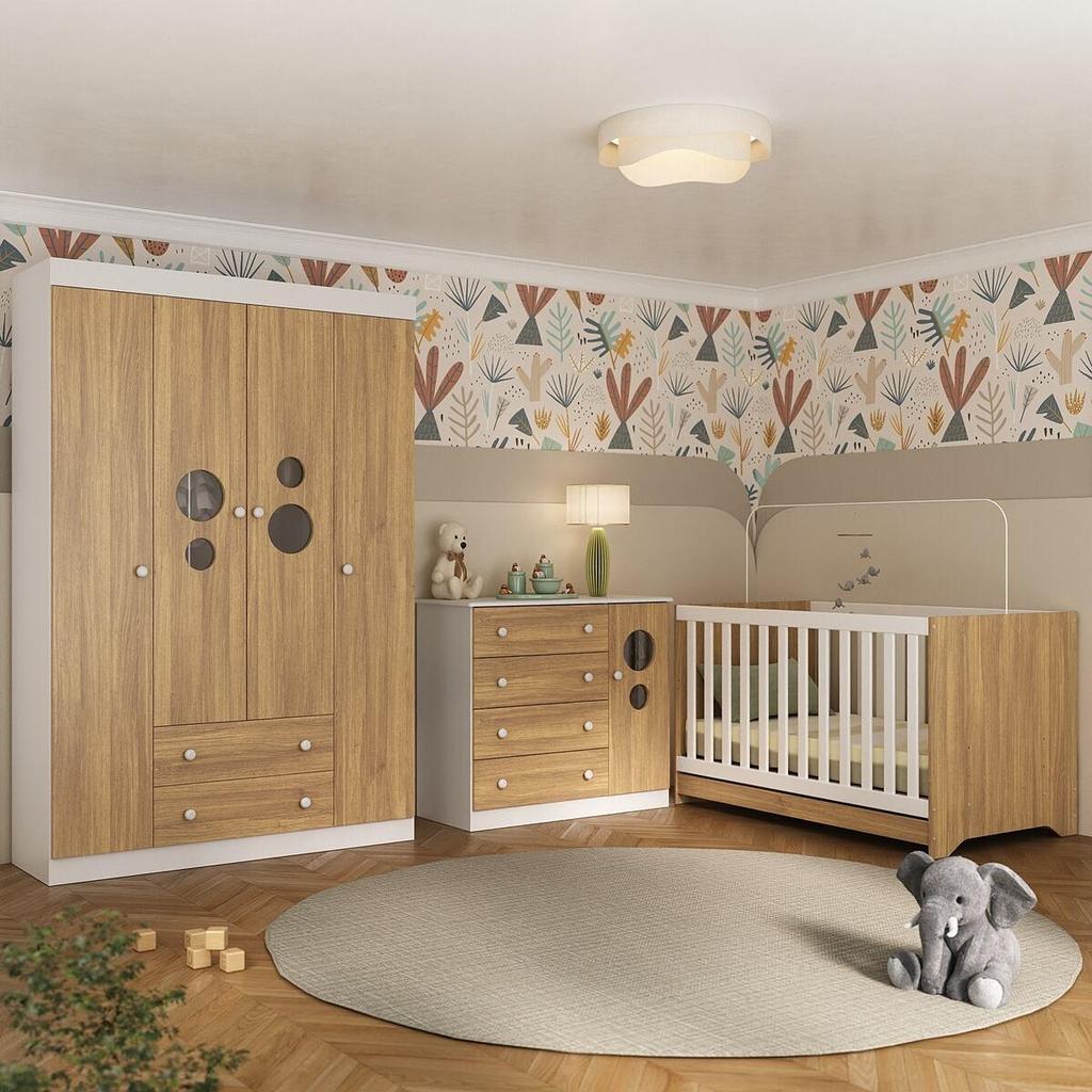 Quarto de Bebê Completo com Berço Americano 3 em 1 Pirulito Multimóveis MP4613