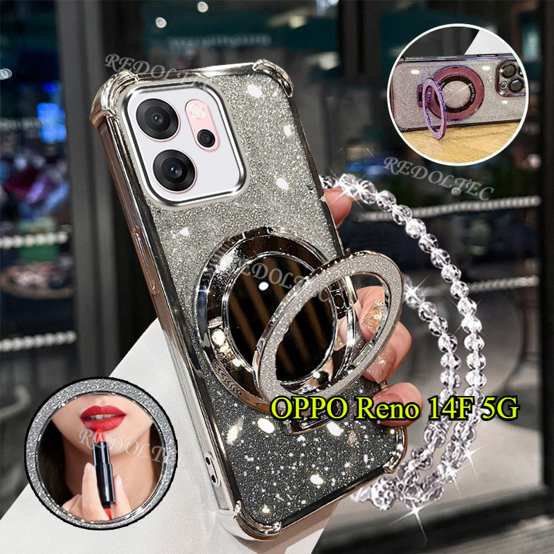 Capa ZXCA OPPO Reno 14F 5G Capa de telefone quatro cantos à prova de choque OPPO Reno14 F Reno 14 F Glitter Capa de tele