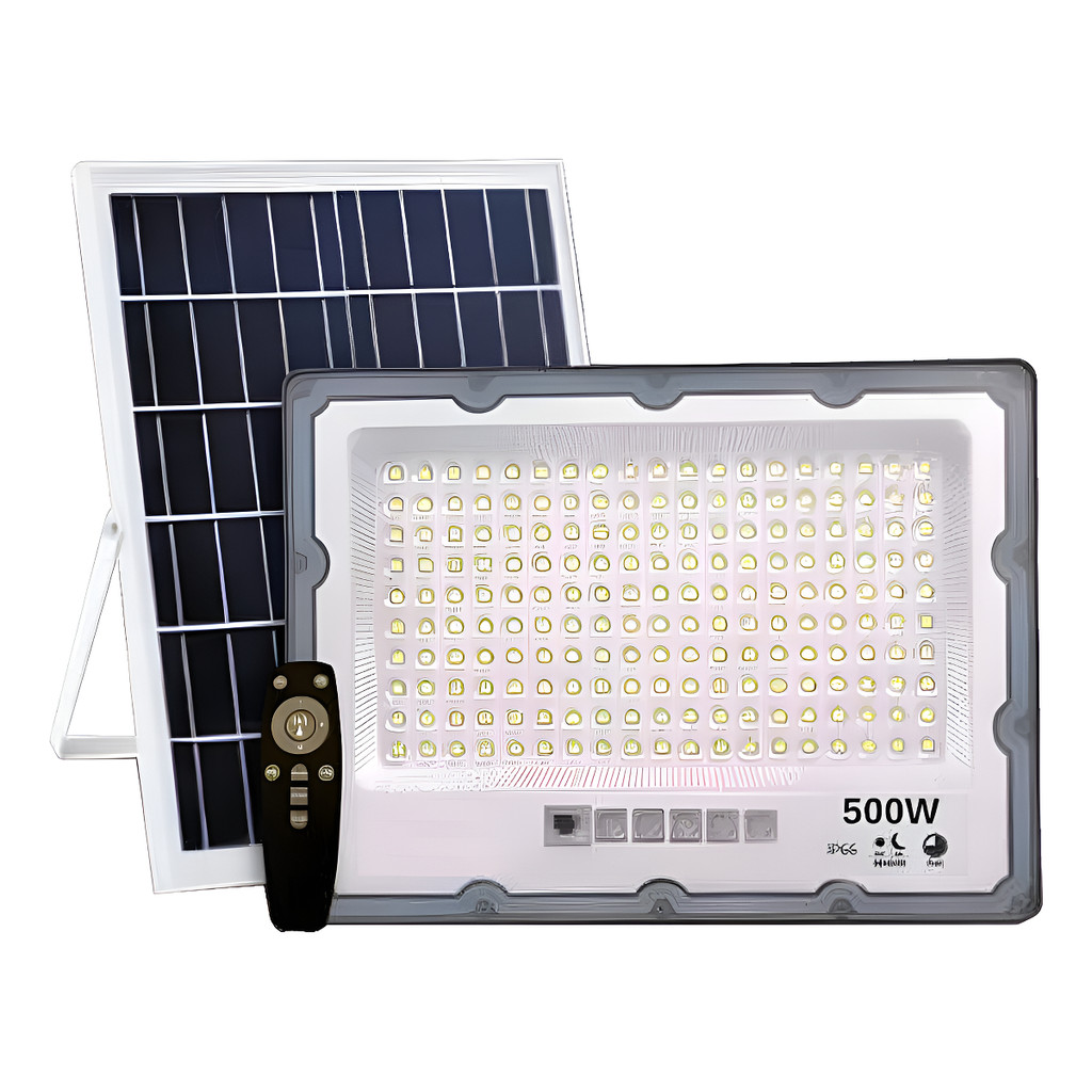 Refletor Solar Led 500w Fotocélula Placa Ip66 Branco Frio Ry Iluminação Área Externa A prova d'água