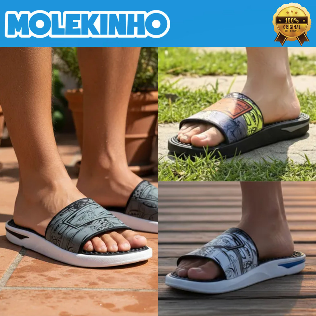 Chinelo Slide Masculino Infantil Molekinho EVA Confortável Casual Dia a Dia Leve Sandália Original