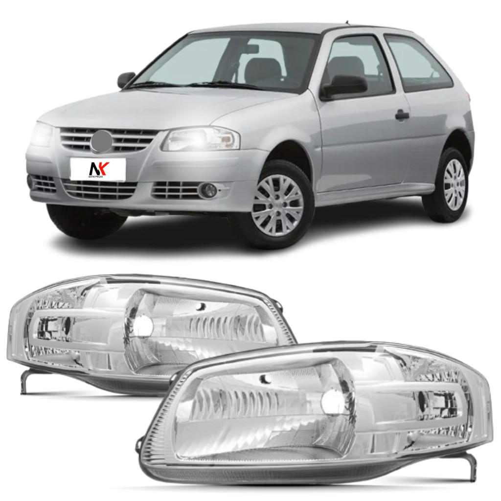 Par/Un Farol Dianteiro Gol G4 2005 2006 2007 2008 2009 2010 2011 2012 2013 2014 Cromado Novo