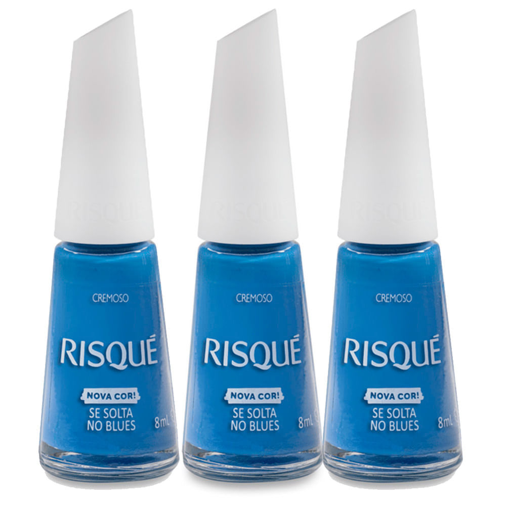 Kit 3 Esmalte Risqué Cremoso Nova Cor Se Solta no Blues 8ml em Oferta na Shopee