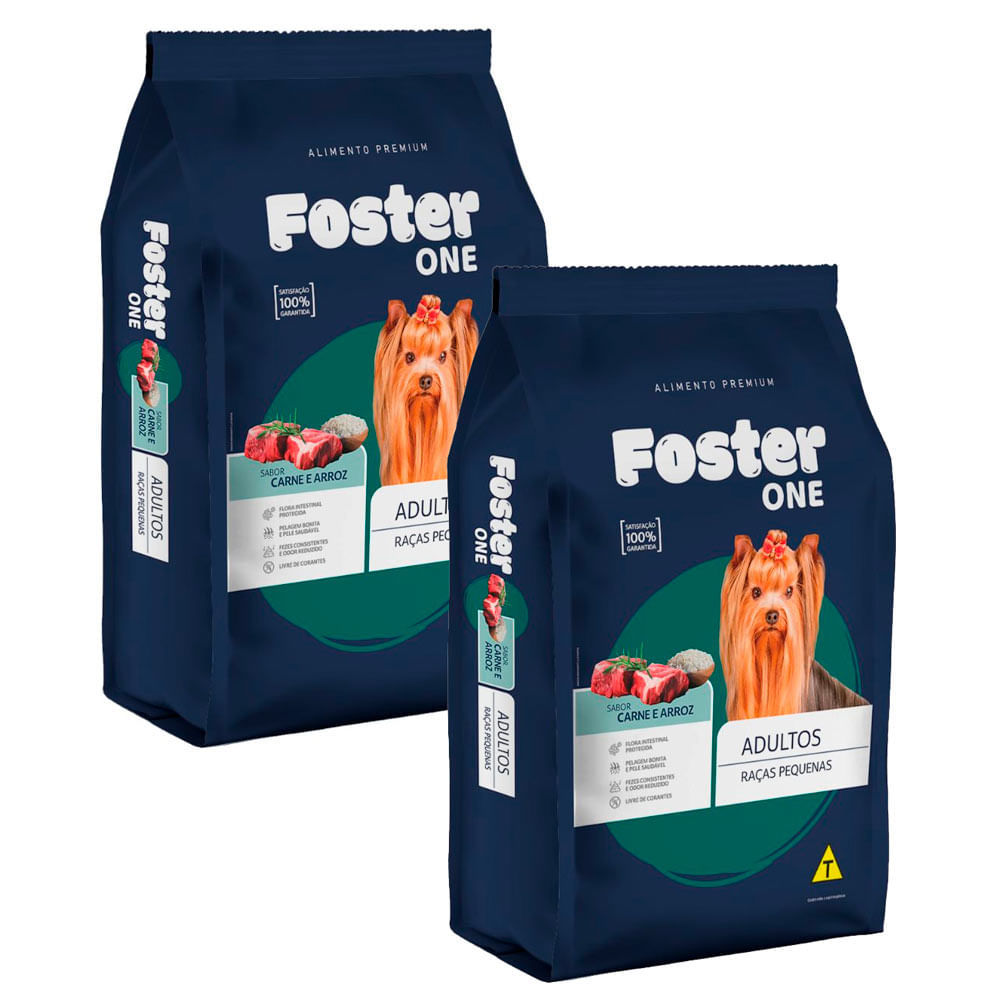 Kit 2 Ração para Cães Foster One Raças Pequenas sabor Carne e Arroz 1kg em Oferta na Shopee