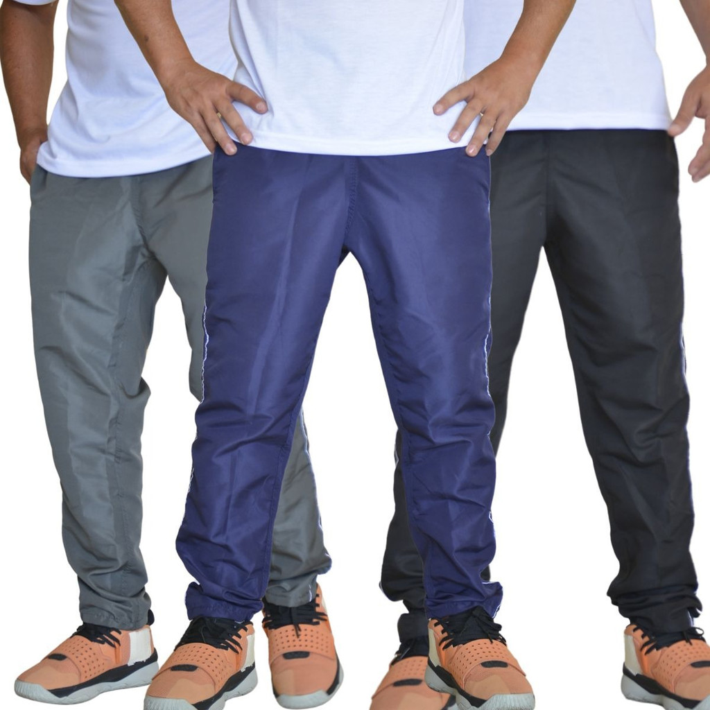 Combo 3 Calças Masculinas Tactel Fitness 3 Bolsos