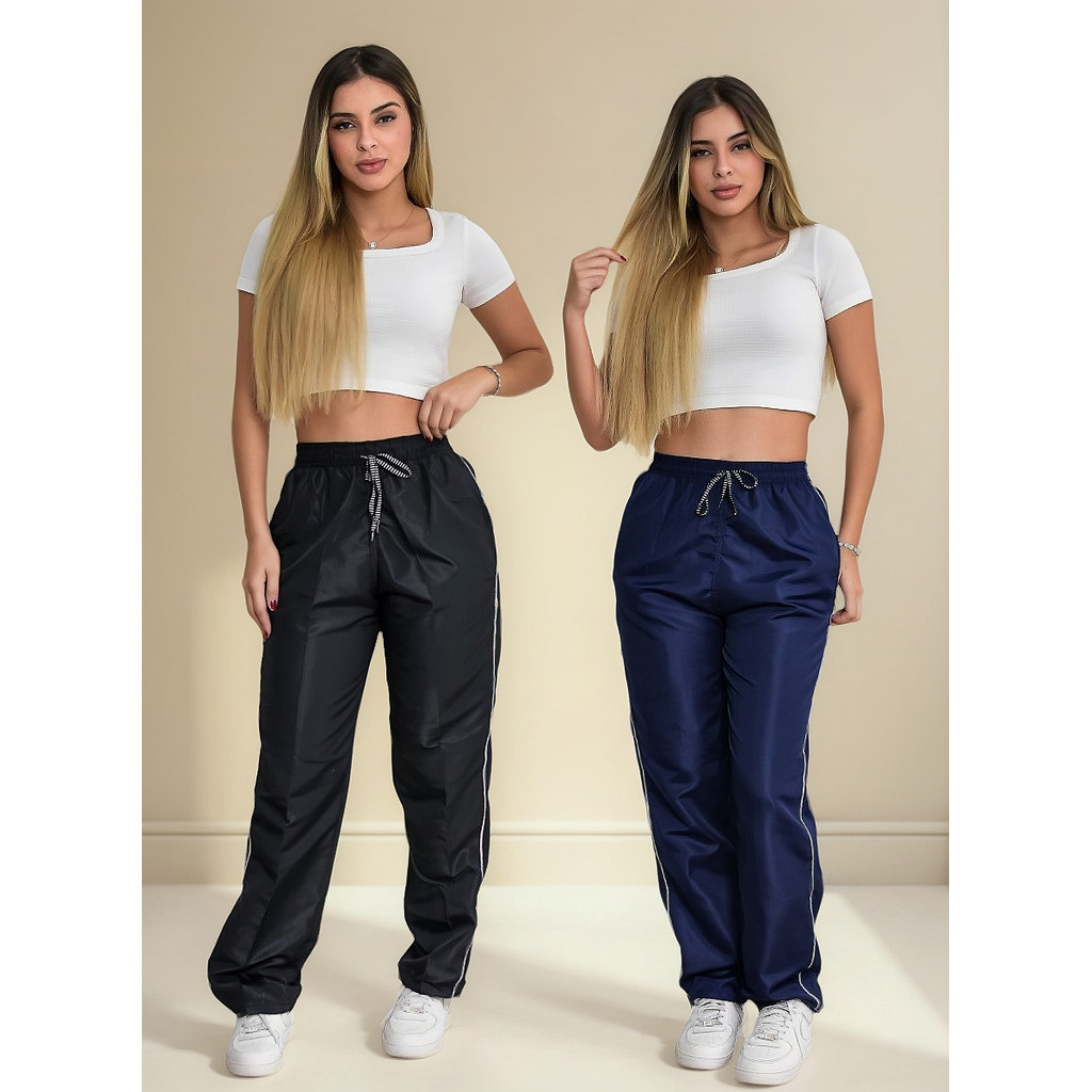 Combo 2 Calças Tactel Feminina Academia Street Modal 3 Bolsos em Oferta na Shopee